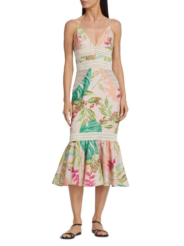 PatBO Tropicalia Fitted Midi Dress